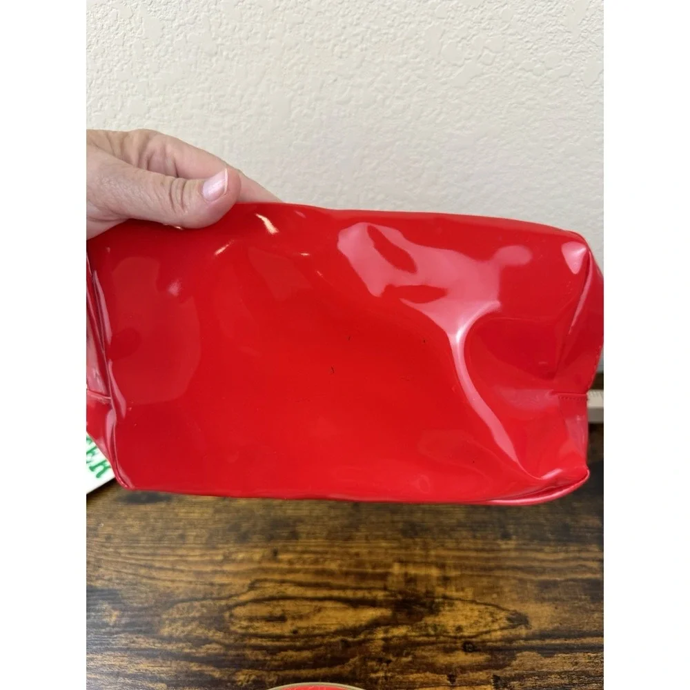 Christian‎ Lacroix Rouge Avon Makeup Bag Red Patent Cosmetic Zip Pouch